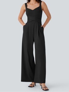 HALARA U Back Sleeveless Casual Jumpsuit with Pockets! Size Large! Wide leg! New